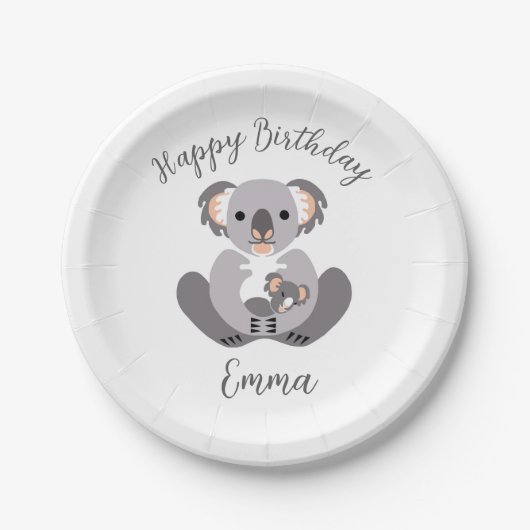 Assiettes En Carton KOALA - Faune - Joyeux anniversaire - Fête (Devant)