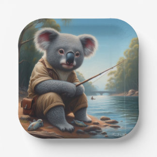 Assiettes En Carton Koala Fishing