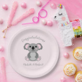 Assiettes En Carton Koala ours Baby shower fille rose (Fête)