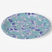 Assiettes En Carton Koi bleu et blanc (Angle)