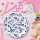 Assiettes En Carton Koi bleu et blanc (Fête)