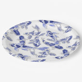 Assiettes En Carton Koi bleu et blanc (Angle)