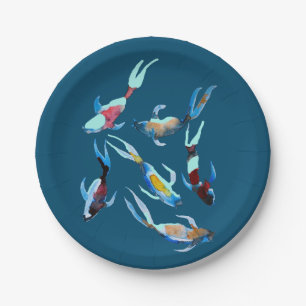 Assiettes En Carton Koi Fish aquarelle