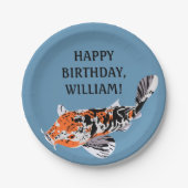 Assiettes En Carton Koi Fish Illustration Orange, fête d'anniversaire  (Devant)