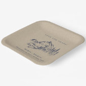 Assiettes En Carton Kraft Navy Pine Woods Mountain Sketch Mariage (Angulaire)