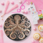Assiettes En Carton Kraken Steampunk Octopus Ornate Gold Noir (Fête)