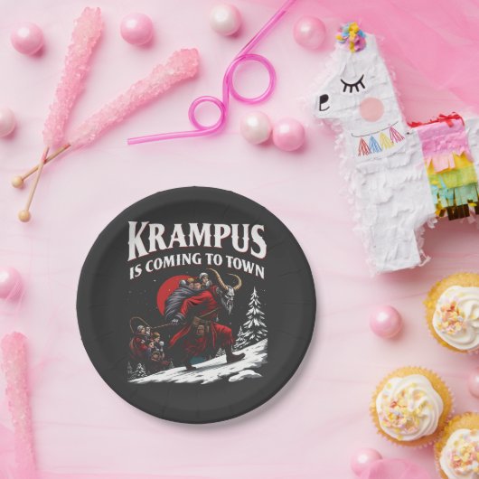 Assiettes En Carton Krampus arrive à Town Krampus Noël (Fête)