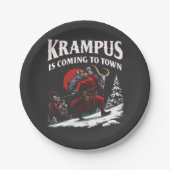 Assiettes En Carton Krampus arrive à Town Krampus Noël (Devant)