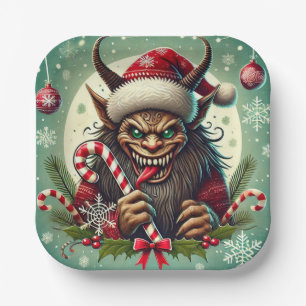 Assiettes En Carton Krampus de Noël