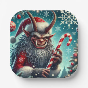 Assiettes En Carton Krampus de Noël