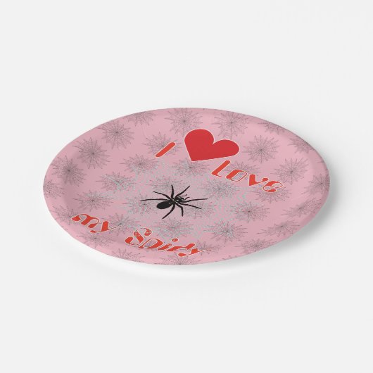 Assiettes En Carton Kreuzspinne im Netz mit Tautropfen wie Perlen (Angle)