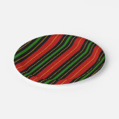 Assiettes En Carton Kwanzaa | Gras Rouge Vert Bande noire (Angle)