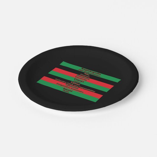 Assiettes En Carton Kwanzaa Sept Principes Rouge Vert Noir (Angle)
