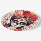 Assiettes En Carton La Calavera Catarina en Flores Rojas 🌹 (Angle)