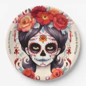 Assiettes En Carton La Calavera Catarina en Flores Rojas 🌹 (Devant)
