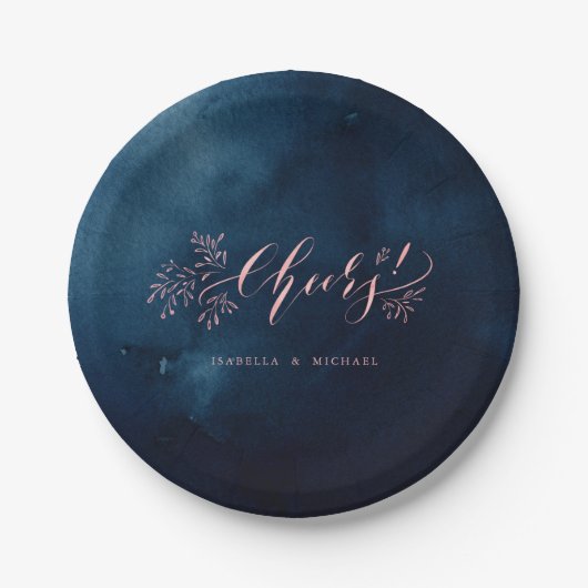 Assiettes En Carton La calligraphie blush de la marine applaudisse la (Devant)