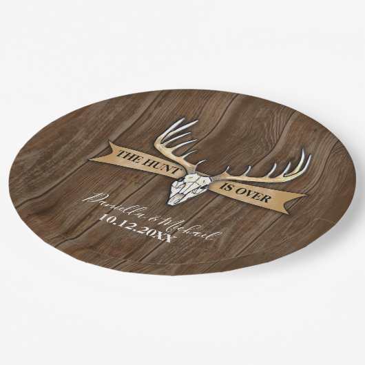 Assiettes En Carton La chasse est sur le Mariage rustique (Angle)