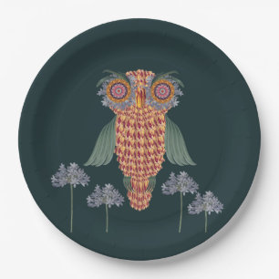 Assiettes En Carton La chouette de sagesse et de fleurs