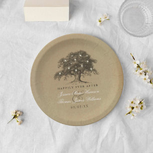 Assiettes En Carton La Collection de Mariage de l'Arbre au Vieux Chêne