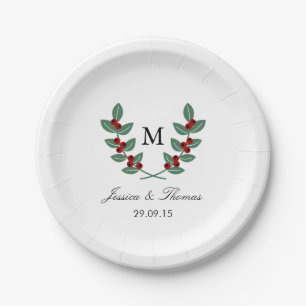 Assiettes En Carton La collection de Mariages Monogram Berry Bush