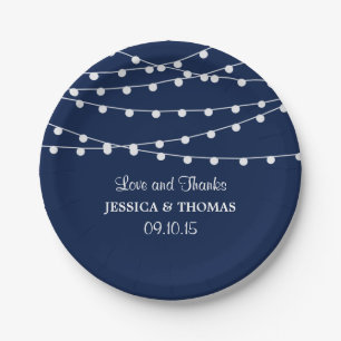Assiettes En Carton La Collection Mariage Bleu Marine Lights
