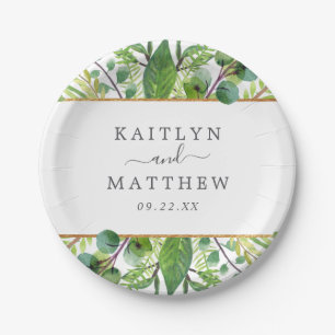 Assiettes En Carton La Collection Mariage Verdure & Or