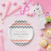 Assiettes En Carton La collection moderne de Mariages Chevron - rose e (Fête)