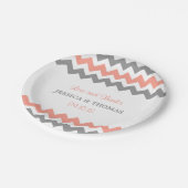 Assiettes En Carton La collection moderne de Mariages Chevron - rose e (Angle)