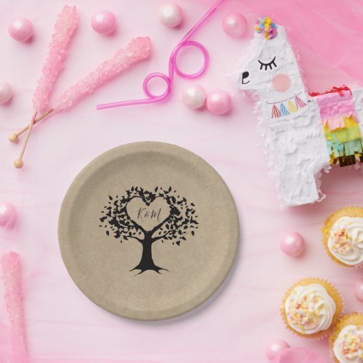 Assiettes En Carton La collection Rustic Heart Tree Mariage (Fête)