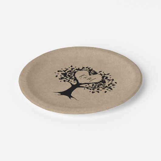 Assiettes En Carton La collection Rustic Heart Tree Mariage (Angle)