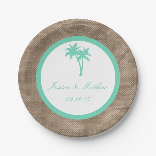 Assiettes En Carton La collection Tropical Palm Tree Beach Wedding (Devant)