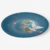 Assiettes En Carton La colombe blanche sur la planète Terre (Angle)