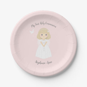 Assiettes En Carton La colombe communion Blonde Girl