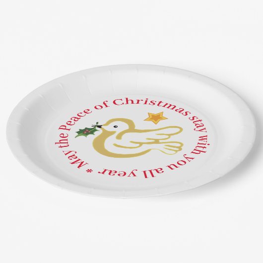 Assiettes En Carton La colombe de Noël avec saint (Angle)