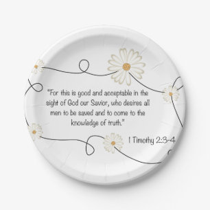 Assiettes En Carton La connaissance de citation de bible de fleur de