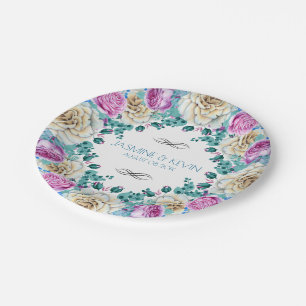 Assiettes En Carton La couronne d'Mariages Roses colorés
