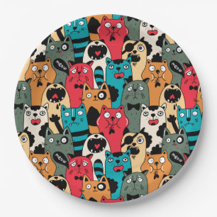 Assiettes En Carton La Crowd of cats