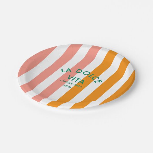 Assiettes En Carton La Dolce Vita Cinque Terra Cabana Stripe Round (Angle)