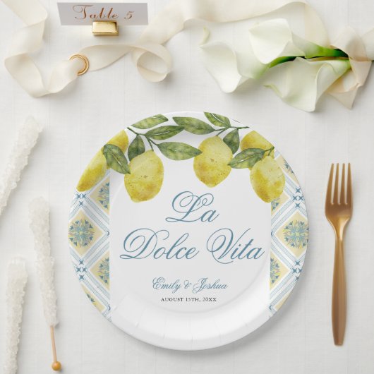 Assiettes En Carton La Dolce Vita Italien Citron Mariage (Mariage)