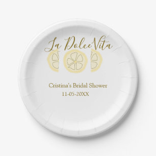 Assiettes En Carton La Dolce Vita jaune citron enterrement de vie de j