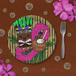 Assiettes En Carton La fête d'anniversaire de Luau plaque le nom fait