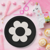 Assiettes En Carton La Fleur 06 Florale Rétro Fleur Noir Et Blanc (Fête)