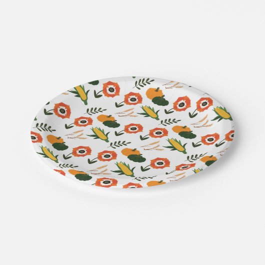 Assiettes En Carton La floraison moderne de Thanksgiving (Angle)