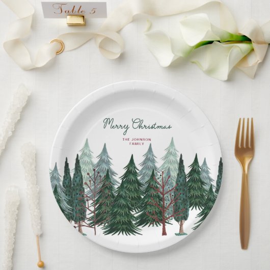 Assiettes En Carton La forêt des pins | Noël (Mariage)
