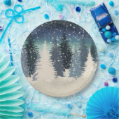 Assiettes En Carton La forêt d'hiver l'a laissé neiger (Fête)