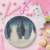 Assiettes En Carton La forêt d'hiver l'a laissé neiger (Fête)