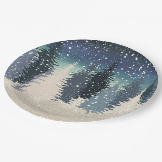 Assiettes En Carton La forêt d'hiver l'a laissé neiger (Angle)