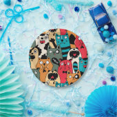 Assiettes En Carton La foule de chats (Fête)