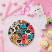 Assiettes En Carton La foule de chats (Fête)