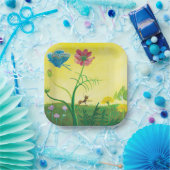 Assiettes En Carton La fourmi et le papillon sur une prairie d'été Ill (Fête)